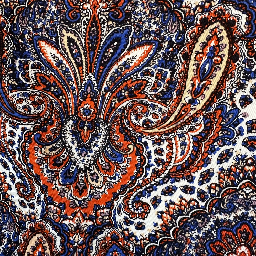 J. CREW Orange, Blue, White & Black Paisley Pencil Skirt | Size 0 - Picture 2 of 9